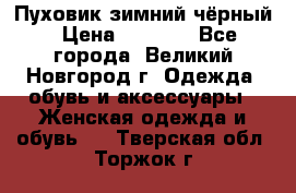 Пуховик зимний чёрный › Цена ­ 2 500 - Все города, Великий Новгород г. Одежда, обувь и аксессуары » Женская одежда и обувь   . Тверская обл.,Торжок г.